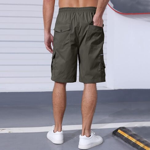 Men's Cargo Shorts Elastic Waist Outdoor Relaxed Fit Sport Shorts Jogger SweatShorts with Multi-Pocket in Kuwait