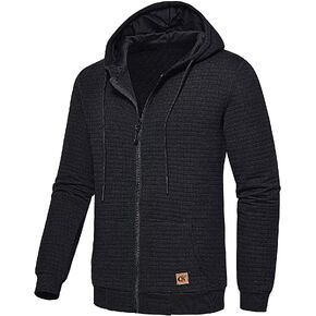 Men's Jacquard PlaidCloth Lightweight Zipper Hoodie Sweatshirt Jacket