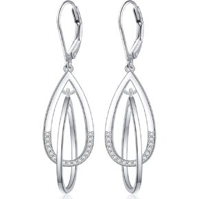 Teardrop Filigree Dangle Drop Leverback Earrings Sterling Silver Jewelry Gifts for Women