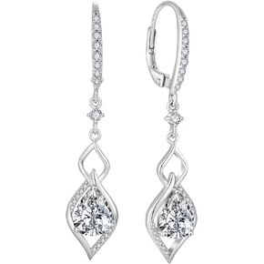 RGEMCY 925 Sterling Silver Teardrop Earrings Elegant Drop Dangle Leverback Earring Jewelry Gifts for Women Girl