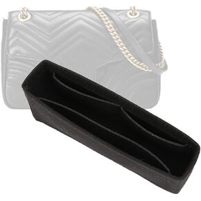 D.DUO Purse Organizer Insert Felt Bag with pockets, Mini Handbag Tote Shaper Insert for GG Marmont Matelasse Shoulder Bag, Turn Your Bag Into A Crossbody (Medium, Black)