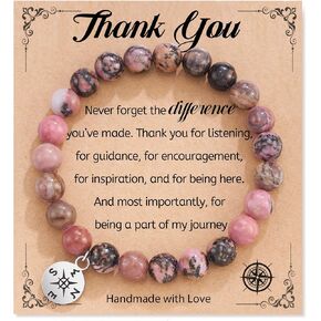 HGDEER Natural Stone Retirement Bracelet for Women/Men, Going Away Farewell Gifts Valentine Gift For Coworkers Teacher with Gift Message Card