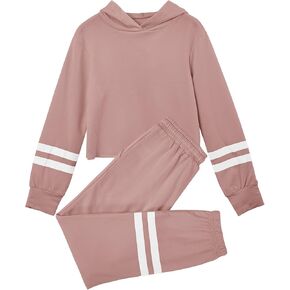 Imily Bela Girl's Sweatsuits Crop Tops Hoodies and Sweatpants Athletic Clothing Lounge Sets