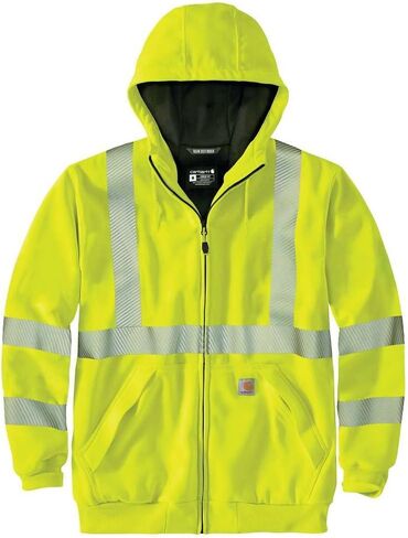 Carhartt Men's High-Visibility Rain Defender Loose Fit Midweight Thermal-Lined Full-Zip Class 3 Sweatshirt in Kuwait