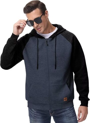 سترة جاكار PlaidCloth خفيفة الوزن بسحاب هوديي للرجال in Kuwait