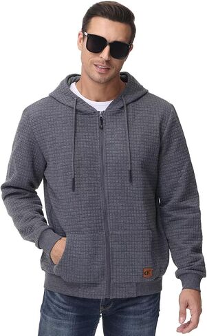 سترة جاكار PlaidCloth خفيفة الوزن بسحاب هوديي للرجال in Kuwait