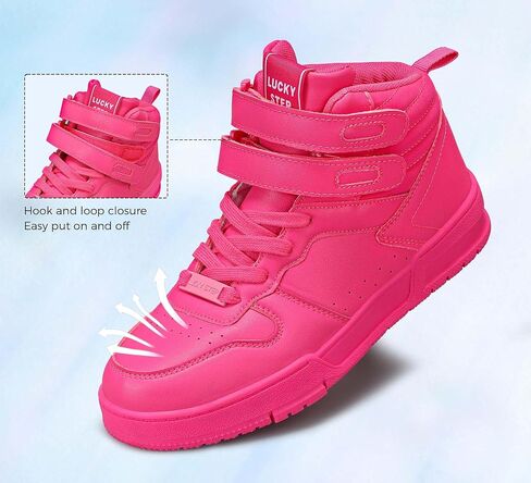 LUCKY STEP Women's High Top Fashion Sneakers Basketball Ankle Boots Walking Tennis Shoes Platform Hook and Loop Casual Faux Leather Sneaker in Kuwait