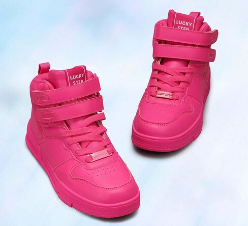 LUCKY STEP Women's High Top Fashion Sneakers Basketball Ankle Boots Walking Tennis Shoes Platform Hook and Loop Casual Faux Leather Sneaker in Kuwait