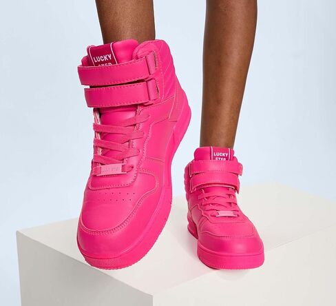 LUCKY STEP Women's High Top Fashion Sneakers Basketball Ankle Boots Walking Tennis Shoes Platform Hook and Loop Casual Faux Leather Sneaker in Kuwait