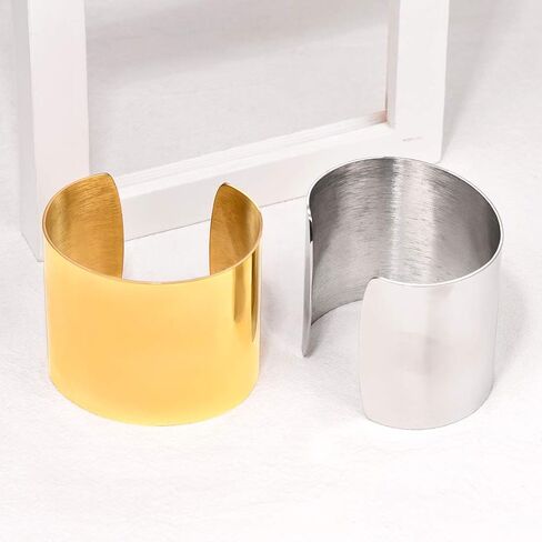 U7 Women Wide Armband Bangle Stainless Steel/Gold Plated Statement Party Jewelry,Upper Arm Cuffs Chunky Bracelet 30-60MM Wide Open Cuff Bracelets in Saudi Arabia