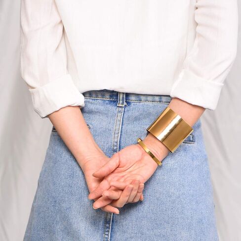U7 Women Wide Armband Bangle Stainless Steel/Gold Plated Statement Party Jewelry,Upper Arm Cuffs Chunky Bracelet 30-60MM Wide Open Cuff Bracelets in Saudi Arabia