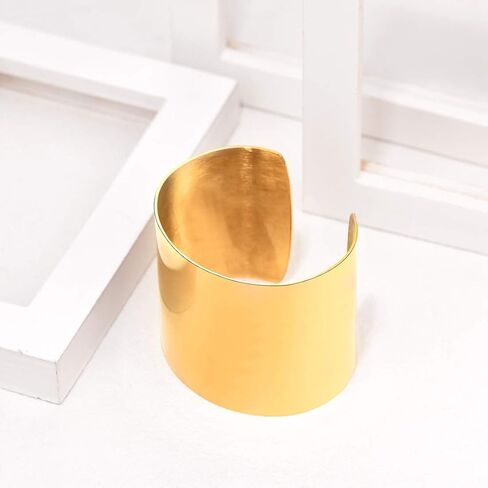 U7 Women Wide Armband Bangle Stainless Steel/Gold Plated Statement Party Jewelry,Upper Arm Cuffs Chunky Bracelet 30-60MM Wide Open Cuff Bracelets in Saudi Arabia