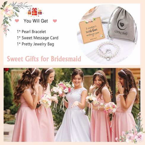 UPROMI Wedding Jewelry for Mother of The Bride, Mother of The Groom, Grandma, Mother in Law, Daughter, Bride, Bridesmaid, Pearl Bracelet for Women in Saudi Arabia