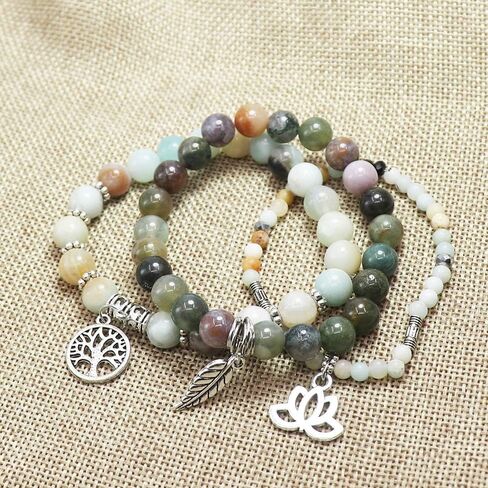 UEUC Tree of Life Yoga Healing Stone Bracelets,Multilayer Lotus Chakra Stone Reiki Bracelet Sets,Anxiety Crystal Natural Stone,for Women Stress Relief in Kuwait