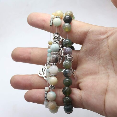 UEUC Tree of Life Yoga Healing Stone Bracelets,Multilayer Lotus Chakra Stone Reiki Bracelet Sets,Anxiety Crystal Natural Stone,for Women Stress Relief in Kuwait