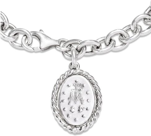 Ross-Simons Italian Sterling Silver Miraculous Medal Charm Bracelet. 7 inches in Saudi Arabia