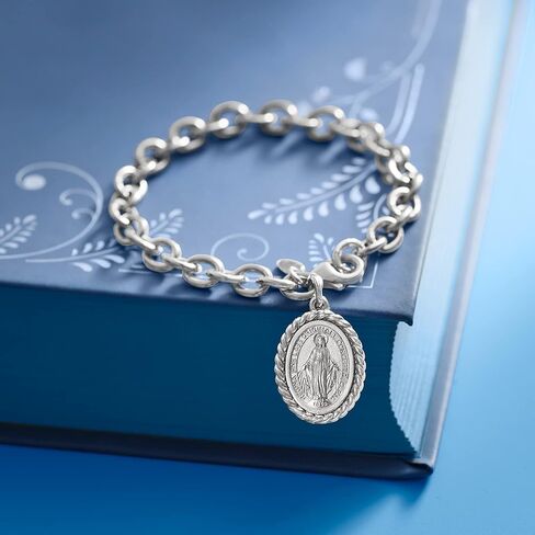 Ross-Simons Italian Sterling Silver Miraculous Medal Charm Bracelet. 7 inches in Saudi Arabia
