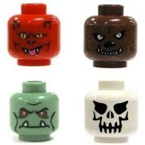 LEGO Minifigures Monster Heads 4 Pack - Demon, Werewolf, Frankenstein/Troll, Evil Skeleton in Kuwait