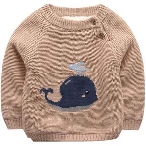 Evelin LEE Baby Boys Girls Cable Knit Pullover Sweater Fleece Lined Jumpers Cartoon Sweatshirt in Saudi Arabia