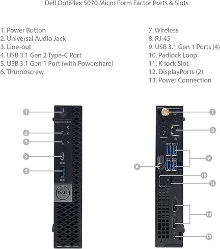 Dell Optiplex 5070 Micro MFF Desktop PC Intel i5-9500T, 8GB DDR4 New 1TB M.2 NVMe SSD, WiFi BT HDMI New KB & Mouse Windows 11 Pro (Renewed) in Saudi Arabia