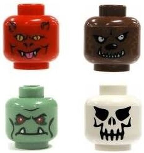 LEGO Minifigures Monster Heads 4 Pack - Demon, Werewolf, Frankenstein/Troll, Evil Skeleton in Kuwait