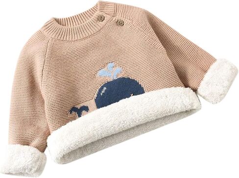 Evelin LEE Baby Boys Girls Cable Knit Pullover Sweater Fleece Lined Jumpers Cartoon Sweatshirt in Saudi Arabia