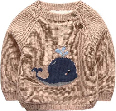 Evelin LEE Baby Boys Girls Cable Knit Pullover Sweater Fleece Lined Jumpers Cartoon Sweatshirt in Saudi Arabia