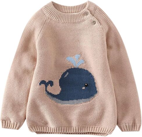 Evelin LEE Baby Boys Girls Cable Knit Pullover Sweater Fleece Lined Jumpers Cartoon Sweatshirt in Saudi Arabia