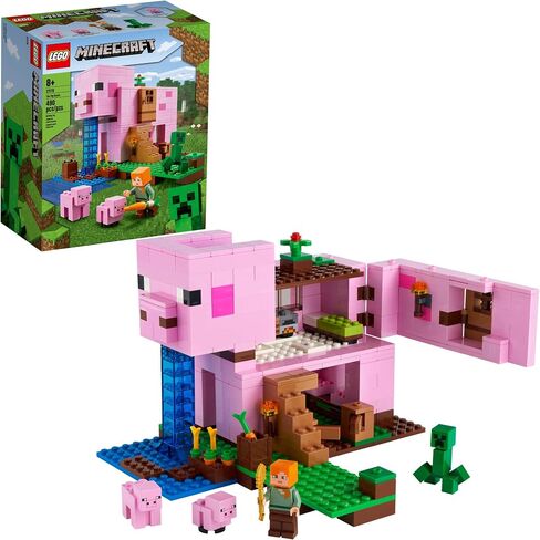 LEGO Minecraft The Pig House 21170 Minecraft Toy Featuring Alex, a Creeper and a House Shaped Like a Giant Pig, New 2021 (490 Pieces) in Saudi Arabia