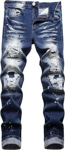 ABSECAI Men's Ripped Jeans Slim Fit Skinny Stretch Jeans Pant in Saudi Arabia