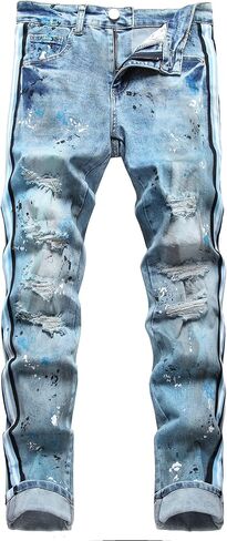 ABSECAI Men's Ripped Jeans Slim Fit Skinny Stretch Jeans Pant in Saudi Arabia
