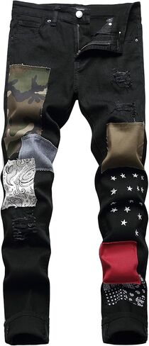 ABSECAI Men's Ripped Jeans Slim Fit Skinny Stretch Jeans Pant in Kuwait