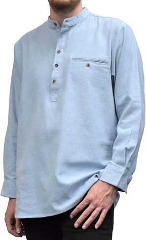 Lee Valley - Genuine Irish Cotton Flannel Grandfather Shirt - Men's (X-Large, LV11 Plain Blue) in Saudi Arabia