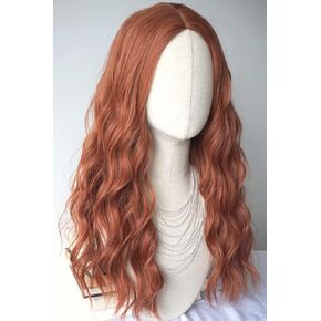 Red Hair Wig Long Curly Costume Wigs Synthetic Red copper Wavy curly Wig 28inces For women Halloween Costume (Copper Red) in Kuwait