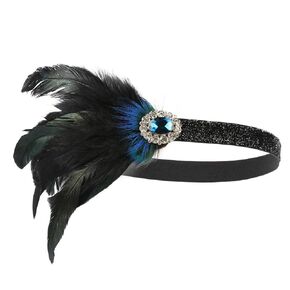 1920s Accessories Flapper Headband Art Deco Roaring 20's Headpieces for Women Gatsby Costume Hair Clip Black in Kuwait