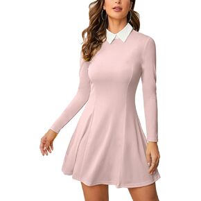 PHIXWORLD Womens Long Sleeves Peter Pan Collar Aline Fit and Flare Wednesday Addam Dress
