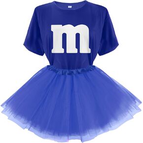 Letter M Halloween Costumes T-Shirt Tutu Skirts, Team Group T-Shirt, Funny Costumes for Halloween Christmas Party Costume
