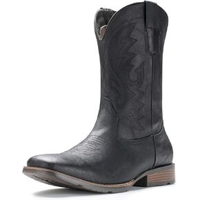 IUV Cowboy Boots For Men Western Boot Durable Fashionable Retro Classic Embroidered Pull On Slip Resistant Boots
