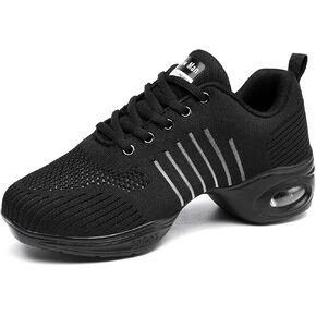 Women's Jazz Shoes Lace-up Sneakers - Breathable Air Cushion Lady Split Sole Athletic Walking Dance Shoes Platform