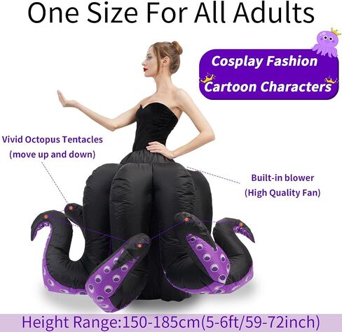 Inflatable Costume Adult Octopus Costume Women Octopus Halloween Blow Up Costumes for Womens Cartoon Cosplay Party in Kuwait