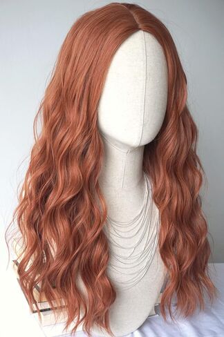 Red Hair Wig Long Curly Costume Wigs Synthetic Red copper Wavy curly Wig 28inces For women Halloween Costume (Copper Red) in Kuwait
