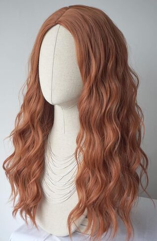 Red Hair Wig Long Curly Costume Wigs Synthetic Red copper Wavy curly Wig 28inces For women Halloween Costume (Copper Red) in Kuwait
