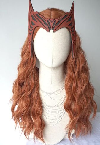 Red Hair Wig Long Curly Costume Wigs Synthetic Red copper Wavy curly Wig 28inces For women Halloween Costume (Copper Red) in Kuwait