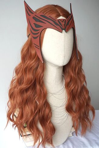 Red Hair Wig Long Curly Costume Wigs Synthetic Red copper Wavy curly Wig 28inces For women Halloween Costume (Copper Red) in Kuwait