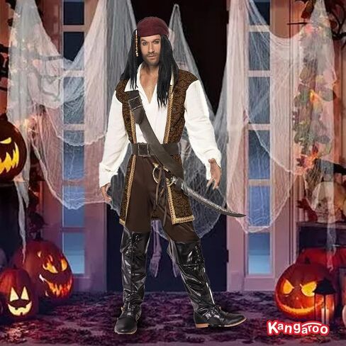 Kangaroo Pirates Boot Covers Men, Women, and Teens - Faux Leather Boot Tops for Boot Cover Costume Adult - Puss in Boots, Prince Eric and Gaston Costume Accessory for Halloween, Cosplays - Black in Saudi Arabia
