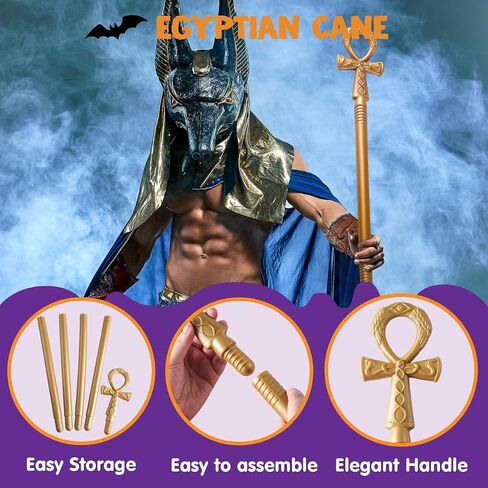 Spooktacular Creations Halloween Egyptian Staff, Egyptian Walking Cane, Vintage Prop Stick Accessories for Halloween Party Pretend Play Costume, Halloween Dress Up in Kuwait