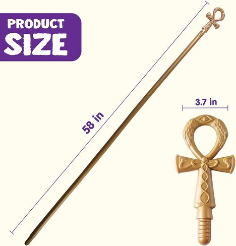 Spooktacular Creations Halloween Egyptian Staff, Egyptian Walking Cane, Vintage Prop Stick Accessories for Halloween Party Pretend Play Costume, Halloween Dress Up in Kuwait