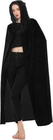 SISKIN Hooded Cloak Unisex Adult Cloak with Hood Halloween Christmas Velvet Hooded Cape Cosplay Costume for Women Men in Kuwait