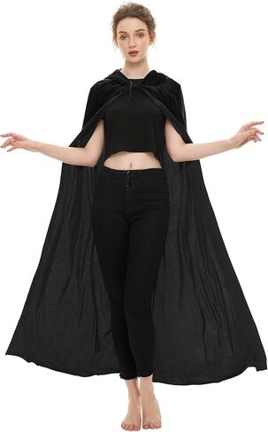 SISKIN Hooded Cloak Unisex Adult Cloak with Hood Halloween Christmas Velvet Hooded Cape Cosplay Costume for Women Men in Kuwait