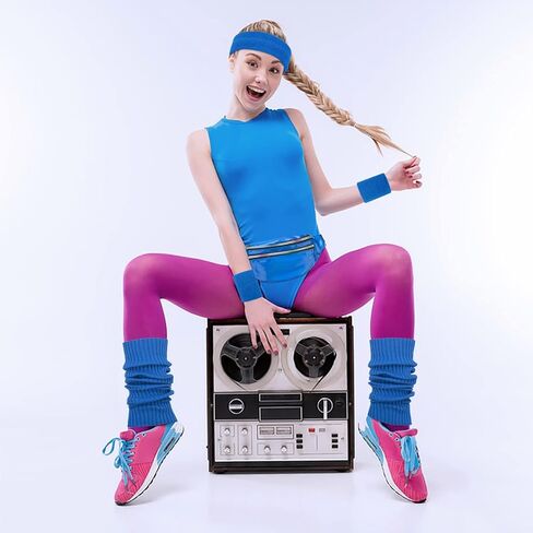 ONUPGO تدفئة الساق للنساء 80s ازياء اكسسوارات المجسم حزمة مراوح متماسكة النيون تدفئة الساق عقال الأساور in Kuwait